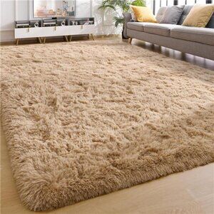 Soft Area Rugs for Living Room Bedroom Plush Fluffy Rug 6x9 Feet, Beige Shag Rug